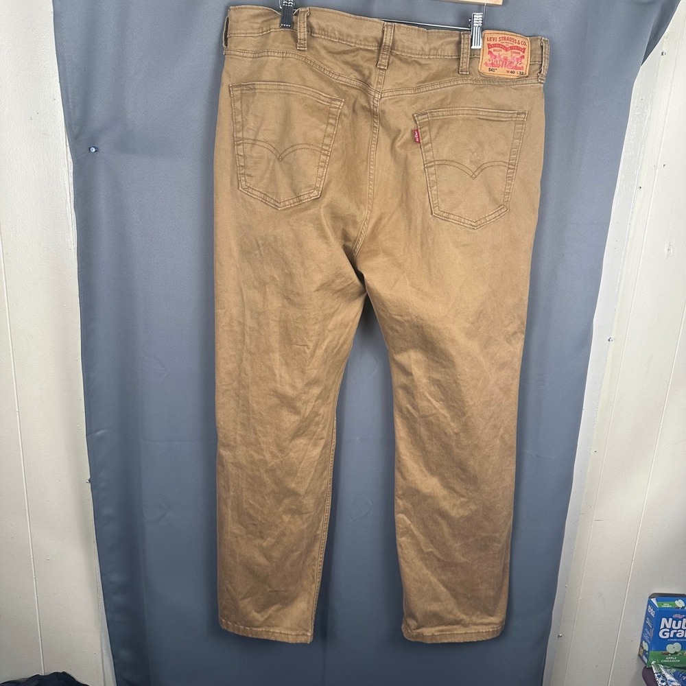 Levis 541 Athletic Taper Pants Mens 40x32 British Khaki Tan Chino Jeans - Picture 6 of 8